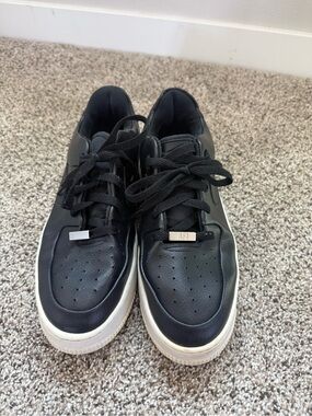 Nike Women’s Air Force Ones Black Low-Top Sneakers with White Sole